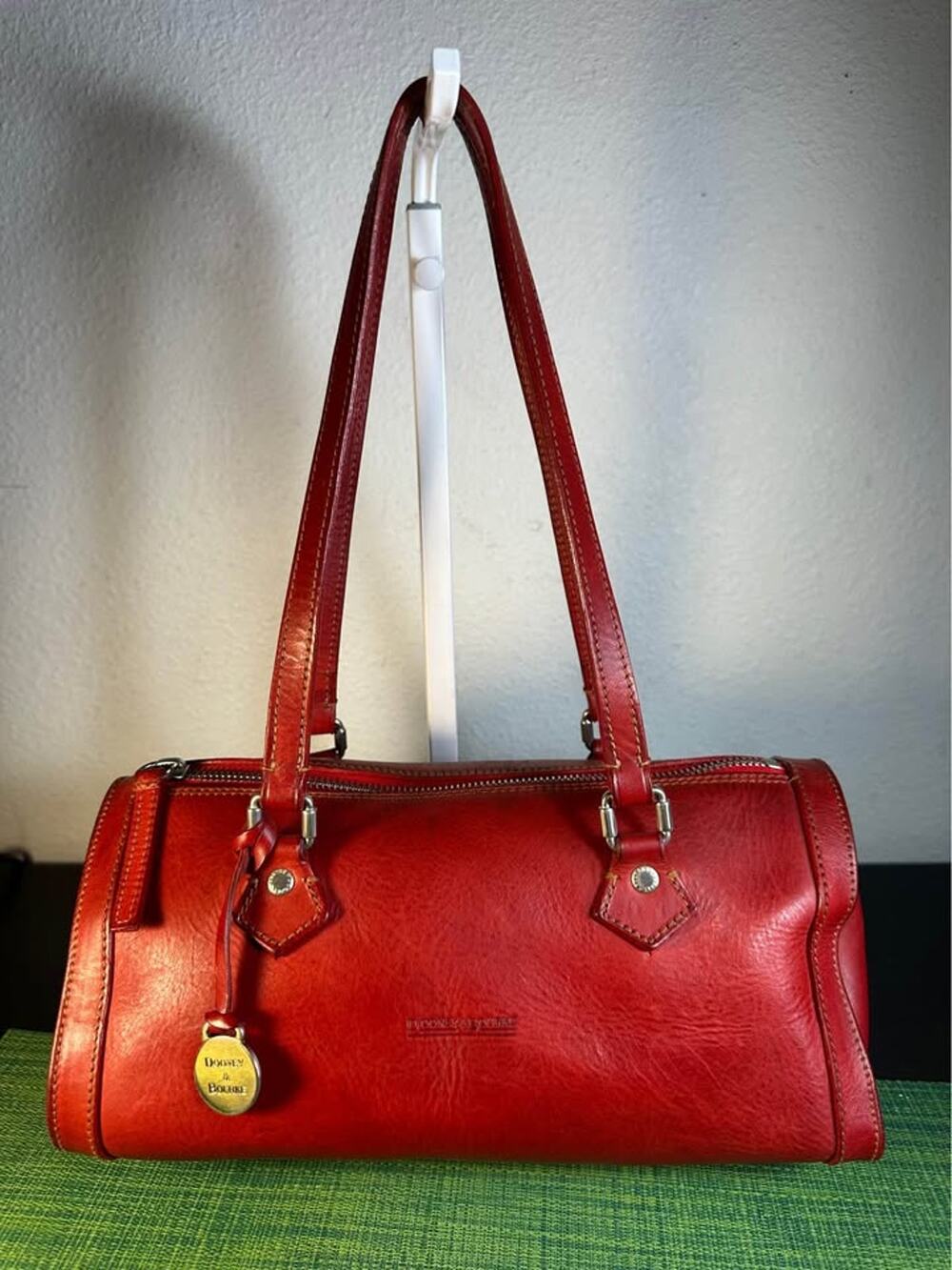 Dooney & Bourke Florentine Leather Cylinder Barrel Satchel - Red - RARE Vintage